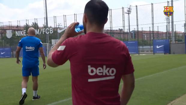 Sergio Aguëro's first training session with FC Barcelona